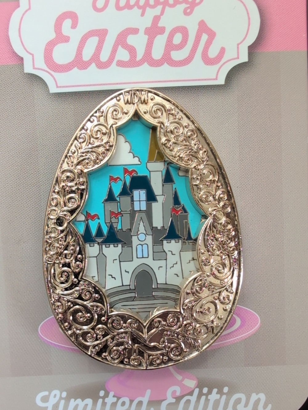 Disney Pin 2020 Happy Easter Golden Filigree Egg Cinderella Castle LE